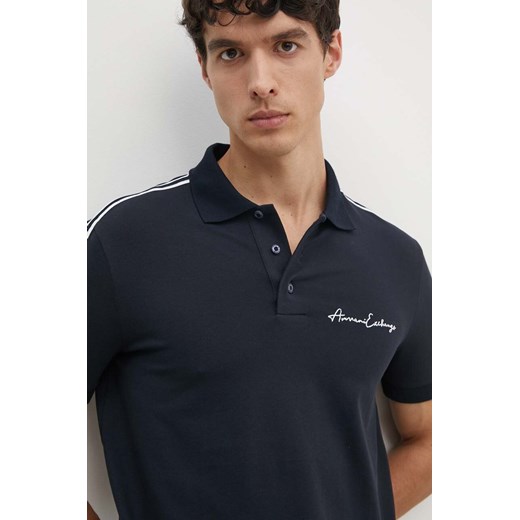 Armani Exchange polo męski kolor granatowy z aplikacją 8NZFSG ZJ81Z ze sklepu ANSWEAR.com w kategorii T-shirty męskie - zdjęcie 173975095