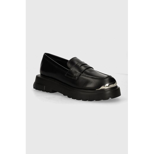 Love Moschino mokasyny skórzane damskie kolor czarny na platformie JA10224G1LIA0000 ze sklepu ANSWEAR.com w kategorii Mokasyny damskie - zdjęcie 173975317