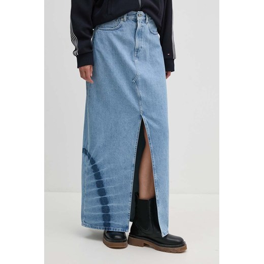Pepe Jeans spódnica jeansowa MAXI SKIRT HW TIE DYE kolor niebieski maxi prosta PL901133 ze sklepu ANSWEAR.com w kategorii Spódnice - zdjęcie 173975537