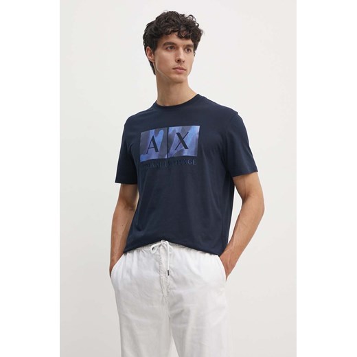 Armani Exchange t-shirt bawełniany męski kolor granatowy z nadrukiem 6DZTHF ZJH4Z ze sklepu ANSWEAR.com w kategorii T-shirty męskie - zdjęcie 173975657