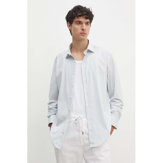 Tommy Hilfiger koszula męska kolor zielony regular z kołnierzykiem klasycznym MW0MW34597 ze sklepu ANSWEAR.com w kategorii Koszule męskie - zdjęcie 173975716