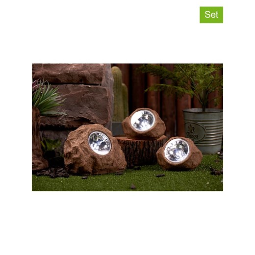 lumisky Lampy solarne LED (3 szt.) "Rocky" w kolorze jasnobrązowym - id: 11237977 - marki Lumisky - 173981209 lumisky Lampy solarne LED (3 szt.) "Rocky" w kolorze jasnobrązowym ze sklepu Limango Polska w kategorii Oświetlenie ogrodowe - zdjęcie 173981209