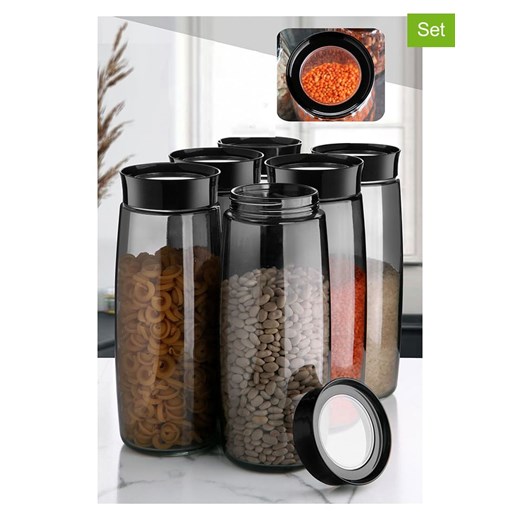 Violeta Home Słoiki (6 szt.) w kolorze antracytowym - 1,6 l ze sklepu Limango Polska w kategorii Pojemniki kuchenne - zdjęcie 173981256