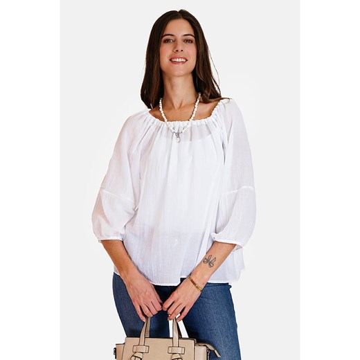Le Jardin du Lin Lniana bluzka w kolorze białym ze sklepu Limango Polska w kategorii Bluzki damskie - zdjęcie 173981508