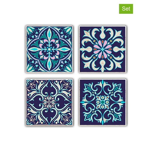Violeta Home Podkładki (4 szt.) w kolorze niebiesko-turkusowym - 10 x 10 cm ze sklepu Limango Polska w kategorii Akcesoria kuchenne - zdjęcie 173981548