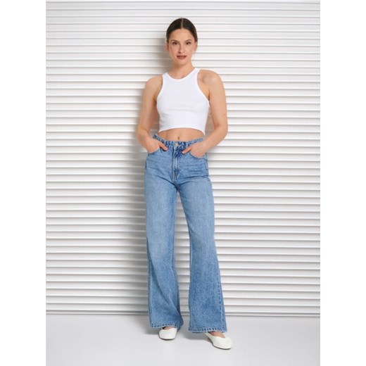Sinsay - Jeansy wide leg - niebieski Sinsay 34 wyprzedaż Sinsay