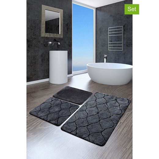 Elizabed Dywaniki łazienkowe (3 szt.) w kolorze antracytowym ze sklepu Limango Polska w kategorii Akcesoria łazienkowe - zdjęcie 173987059