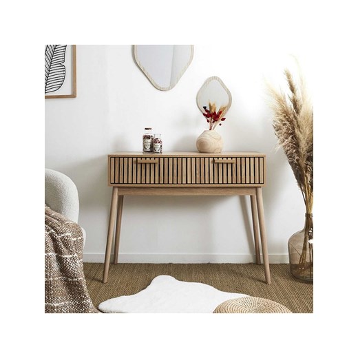 THE HOME DECO FACTORY Konsola &quot;Klaus&quot; w kolorze jasnobrązowym - 100 x 80 x 35 cm ze sklepu Limango Polska w kategorii Meble - zdjęcie 173987236