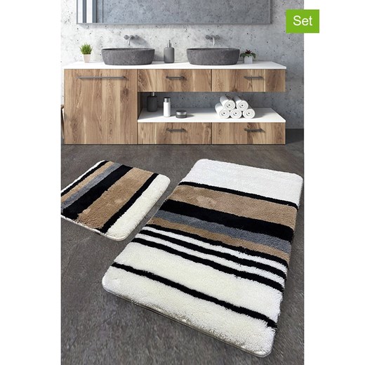 Elizabed Dywaniki łazienkowe (2 szt.) w kolorze kremowo-jasnobrązowym ze sklepu Limango Polska w kategorii Akcesoria łazienkowe - zdjęcie 173987288