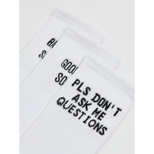 Cropp - 3 pack skarpet ze sloganami - biały Cropp 39-42 Cropp