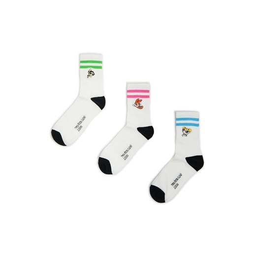 Cropp - 3 pack skarpet The Powerpuff Girls - biały ze sklepu Cropp w kategorii Skarpetki damskie - zdjęcie 173987565