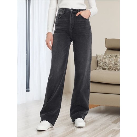 Sinsay - Jeansy wide leg high waist - szary Sinsay 38 Sinsay okazyjna cena