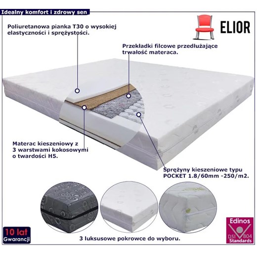 Twardy materac kokosowy H4/H5 90x200 - Luiz Edinos One Size Edinos.pl
