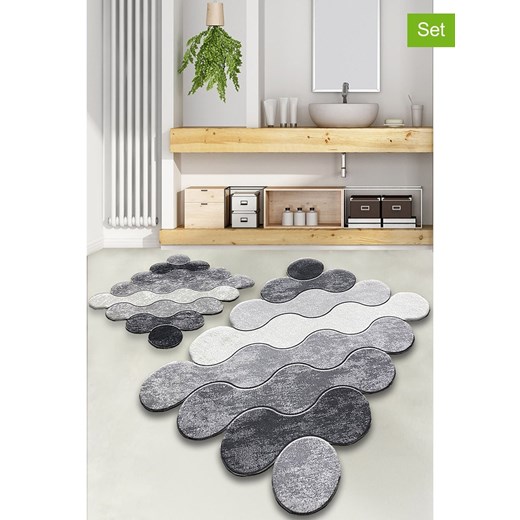 Colourful Cotton Dywaniki łazienkowe (2 szt.) &quot;Circle&quot; w kolorze szarym ze sklepu Limango Polska w kategorii Akcesoria łazienkowe - zdjęcie 173992415