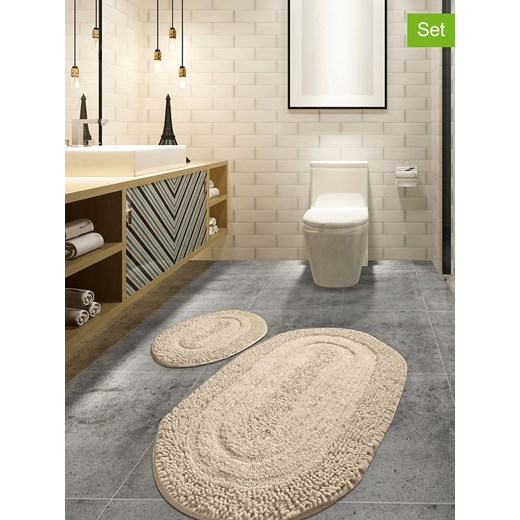 Colourful Cotton Dywaniki łazienkowe (2 szt.) w kolorze beżowym ze sklepu Limango Polska w kategorii Akcesoria łazienkowe - zdjęcie 173992697