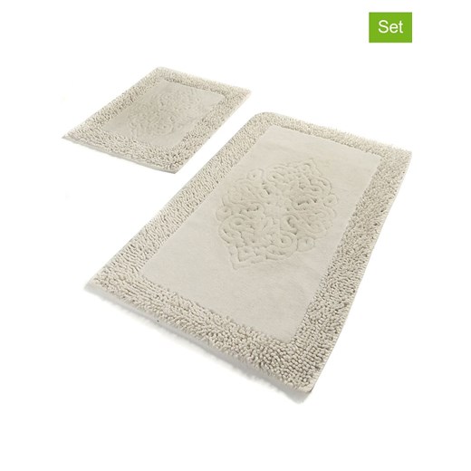 Colourful Cotton Dywaniki łazienkowe (2 szt.) &quot;Piante&quot; w kolorze kremowym ze sklepu Limango Polska w kategorii Akcesoria łazienkowe - zdjęcie 173993906