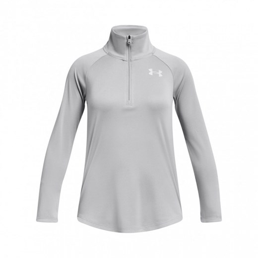 Dziewczęca bluza treningowa nierozpinana bez kaptura Under Armour Tech Graphic 1/2 Zip - szara ze sklepu Sportstylestory.com w kategorii Bluzy dziewczęce - zdjęcie 173995905