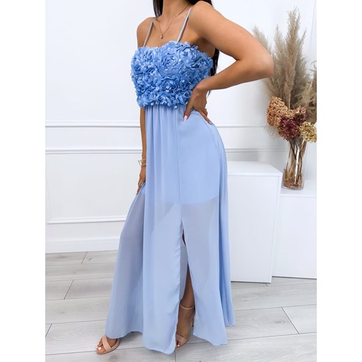Sukienka niebieska Modnakiecka.pl maxi elegancka