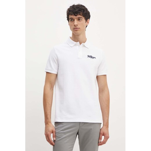Tommy Hilfiger polo bawełniane kolor biały z aplikacją MW0MW35603 ze sklepu ANSWEAR.com w kategorii T-shirty męskie - zdjęcie 173998627