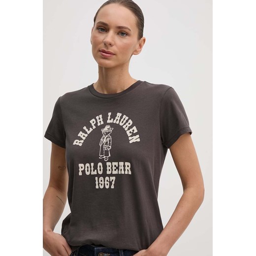 Polo Ralph Lauren t-shirt bawełniany damski kolor szary 211941221 ze sklepu ANSWEAR.com w kategorii Bluzki damskie - zdjęcie 173998786