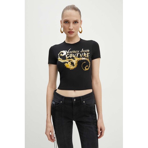 Versace Jeans Couture t-shirt damski kolor czarny 77HAHC00 CJ02C ze sklepu ANSWEAR.com w kategorii Bluzki damskie - zdjęcie 173998806