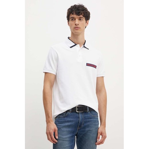 Tommy Hilfiger polo męski kolor biały z aplikacją MW0MW34786 ze sklepu ANSWEAR.com w kategorii T-shirty męskie - zdjęcie 173999065