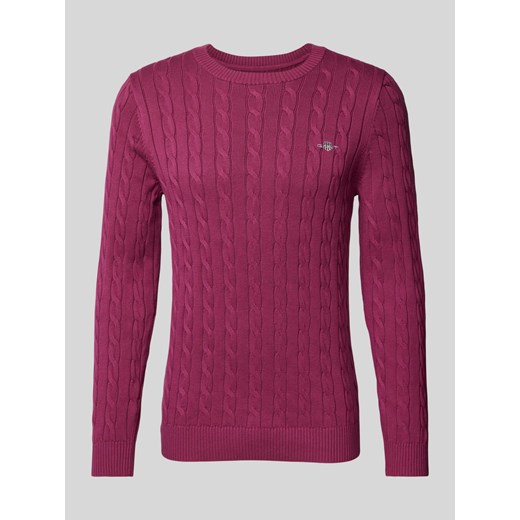 Sweter z dzianiny z wzorem warkocza ze sklepu Peek&Cloppenburg  w kategorii Swetry męskie - zdjęcie 174000347