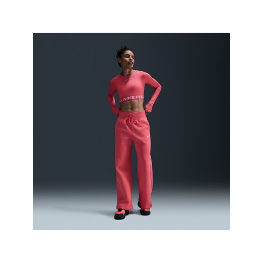 Damskie spodnie dresowe z wysokim stanem i szerokimi nogawkami Nike Sportswear Phoenix Fleece - Różowy ze sklepu Nike poland w kategorii Spodnie damskie - zdjęcie 174000889