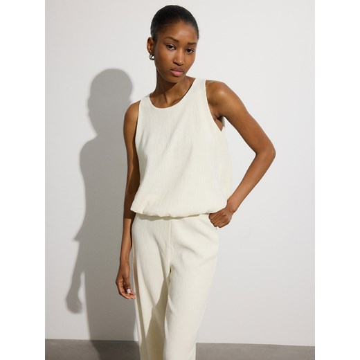 Reserved - Top z domieszką wiskozy - złamana biel ze sklepu Reserved w kategorii Bluzki damskie - zdjęcie 174003745