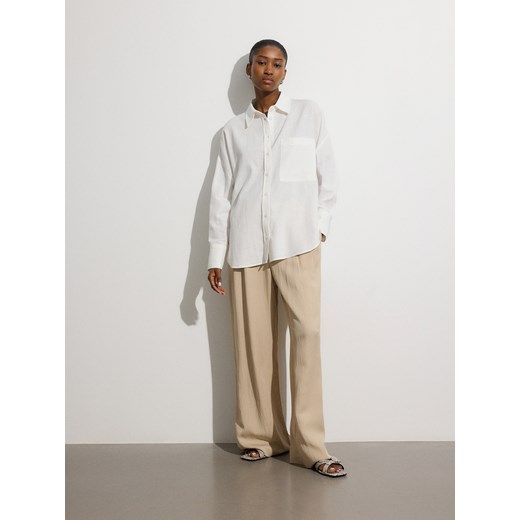 Reserved - Koszula oversize z dodatkiem lnu - biały Reserved XS Reserved