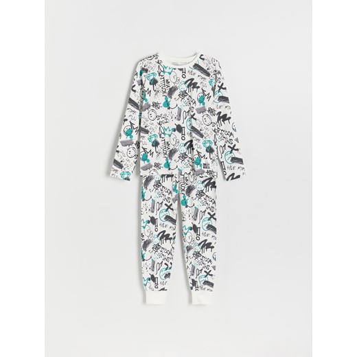 Reserved - Bawełniana piżama SmileyWorld® - złamana biel ze sklepu Reserved w kategorii Piżamy dziecięce - zdjęcie 174004139