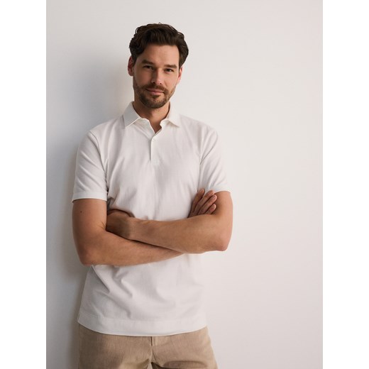 Reserved - Koszulka polo regular fit - złamana biel Reserved XL Reserved