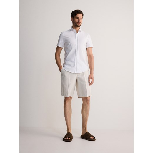 Reserved - Gładka koszula slim fit - biały ze sklepu Reserved w kategorii Koszule męskie - zdjęcie 174004385