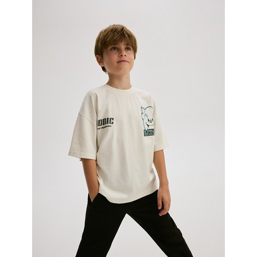 Reserved - T-shirt oversize Sonic - złamana biel Reserved 116 (5-6 lat) Reserved