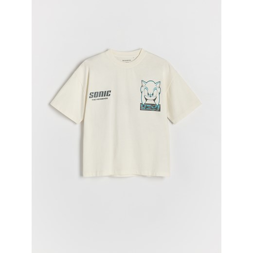 Reserved - T-shirt oversize Sonic - złamana biel Reserved 170 (13-14 lat) Reserved