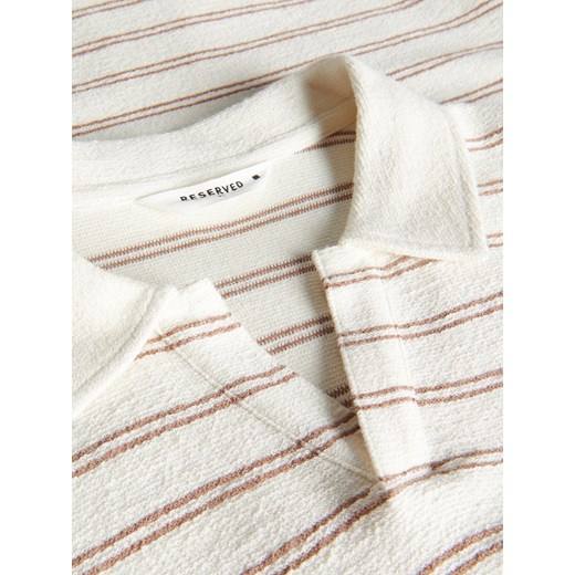 Reserved - Koszulka polo regular w paski - beżowy Reserved XL Reserved