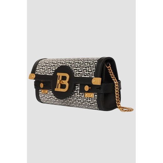 BALMAIN Czarno-biała torebka B-buzz Pouch 23-cuir Emb Pb outfit.pl