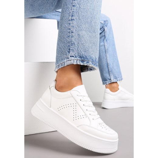 Białe Sneakersy z Perforacją na Platformie Treresa ze sklepu renee.pl w kategorii Buty sportowe damskie - zdjęcie 174005569