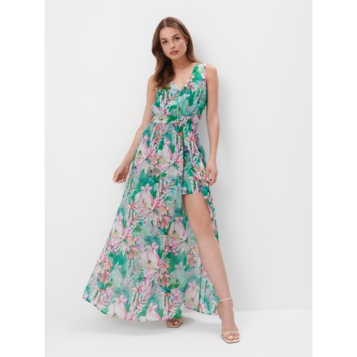 Mohito - Zielona sukienka maxi w kwiaty - zielony Mohito 34 okazyjna cena Mohito