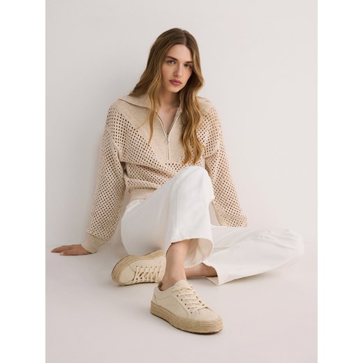 Reserved - Sneakersy z plecioną podeszwą - kremowy ze sklepu Reserved w kategorii Espadryle damskie - zdjęcie 174007076