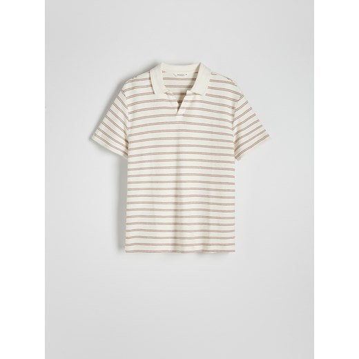 Reserved - Koszulka polo regular w paski - beżowy Reserved XL Reserved