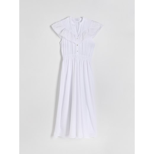 Reserved - Sukienka z ozdobnym haftem - biały Reserved XL Reserved