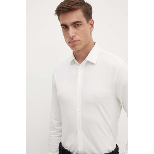 Armani Exchange koszula męska kolor biały regular z kołnierzykiem klasycznym 6DZCHJ ZJEAZ ze sklepu ANSWEAR.com w kategorii Koszule męskie - zdjęcie 174008405