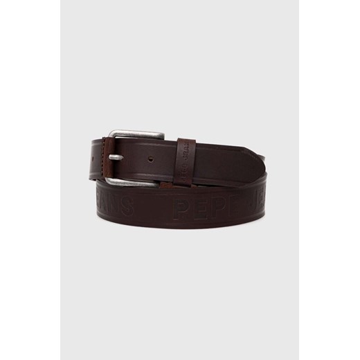 Pepe Jeans pasek skórzany DAYTON BELT męski kolor brązowy PM021027 ze sklepu ANSWEAR.com w kategorii Paski męskie - zdjęcie 174008796