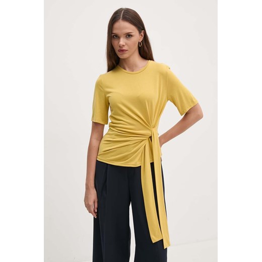 Sisley t-shirt kolor żółty 350XL106A ze sklepu ANSWEAR.com w kategorii Bluzki damskie - zdjęcie 174008905