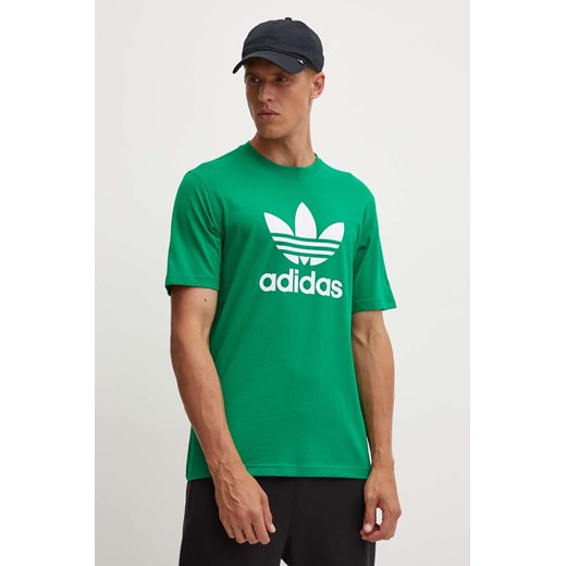 adidas Originals t-shirt bawełniany Trefoil męski kolor zielony z nadrukiem IR8012 ze sklepu ANSWEAR.com w kategorii T-shirty męskie - zdjęcie 174008966