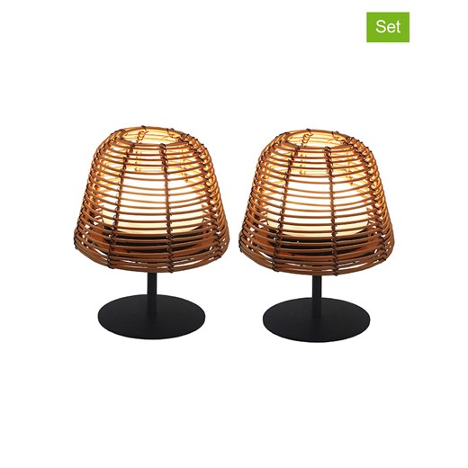 lumisky Lampy stołowe LED (2 szt.) w kolorze czarno-jasnobrązowym - Ø 11 x wys. 16 cm ze sklepu Limango Polska w kategorii Oświetlenie ogrodowe - zdjęcie 174010967