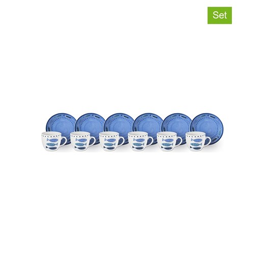 Trendy Kitchen by EXCÉLSA Filiżanki (6 szt.) &quot;Ocean&quot; w kolorze biało-niebieskim do kawy - 70 ml ze sklepu Limango Polska w kategorii Filiżanki - zdjęcie 174010976