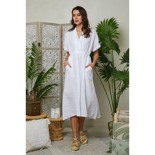 Lin Passion Lniana sukienka w kolorze białym ze sklepu Limango Polska w kategorii Sukienki - zdjęcie 174011039