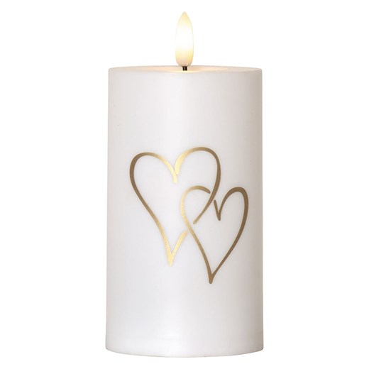 STAR Trading Świeca LED &quot;Flamme Heart&quot; w kolorze białym - wys. 14 x Ø 7 cm ze sklepu Limango Polska w kategorii Oświetlenie led - zdjęcie 174011856